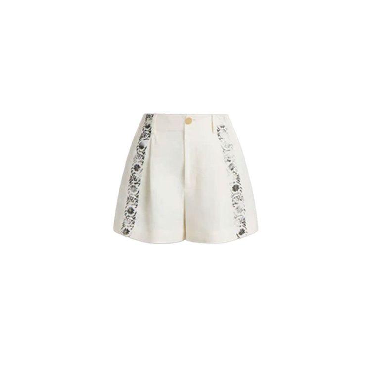 ALBERTA FERRETTI mliječno bijeli ženski laneni šorts sa cvjetnim printom