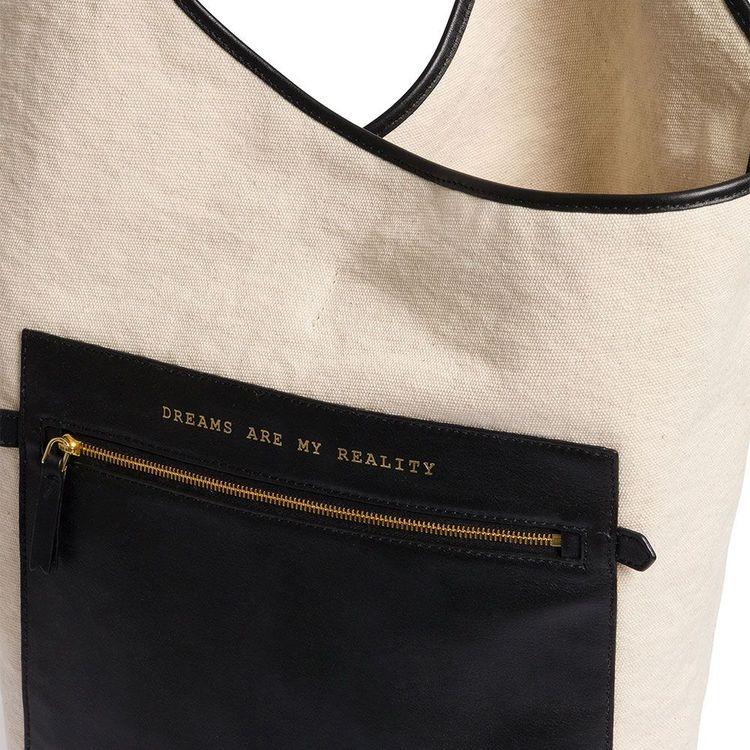 ALBERTA FERRETTI mliječno bijela ženska tašna sa crnim kožnim džepom