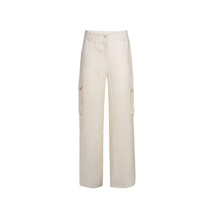ANTONELLI bež ženske lanene pantalone