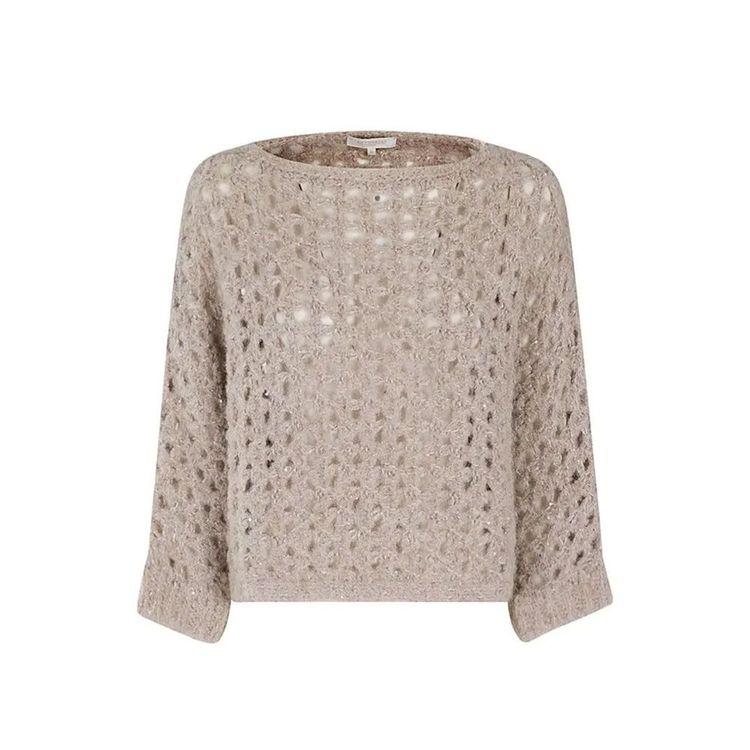 ANTONELLI svijetlo braon ženski džemper sa perlicama