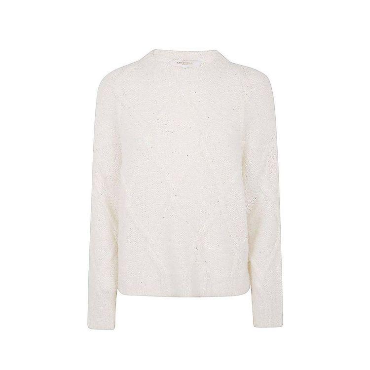 ANTONELLI mliječno bijeli ženski džemper sa perlicama