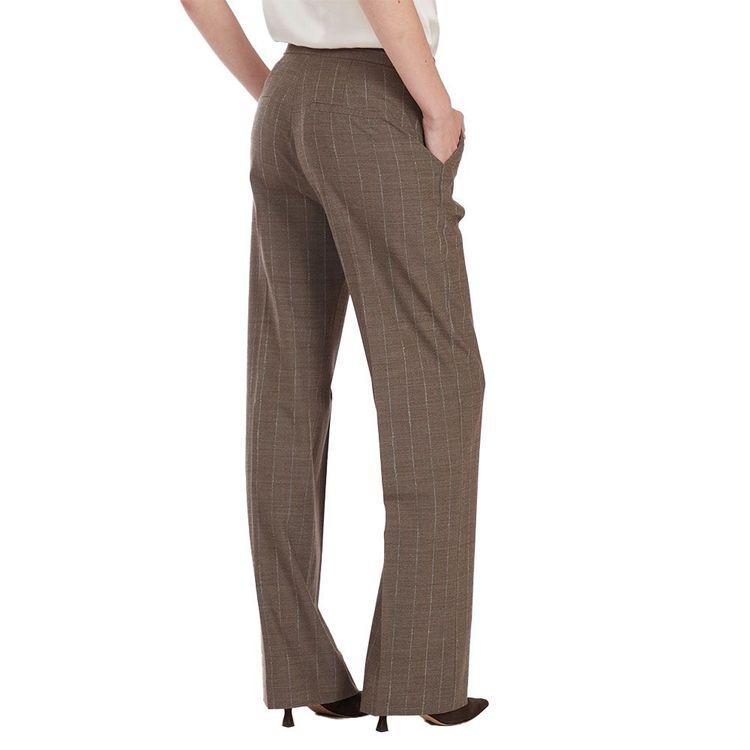 ANTONELLI braon ženske široke pantalone na bež pruge