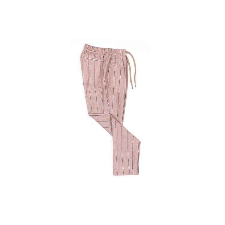 BERWICH Spiaggia roze muške pantalone na pruge