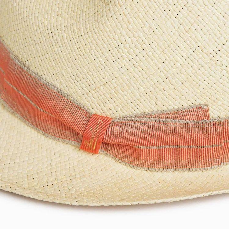BORSALINO Panama svijetlo bež ženski šešir sa narandžastom trakom
