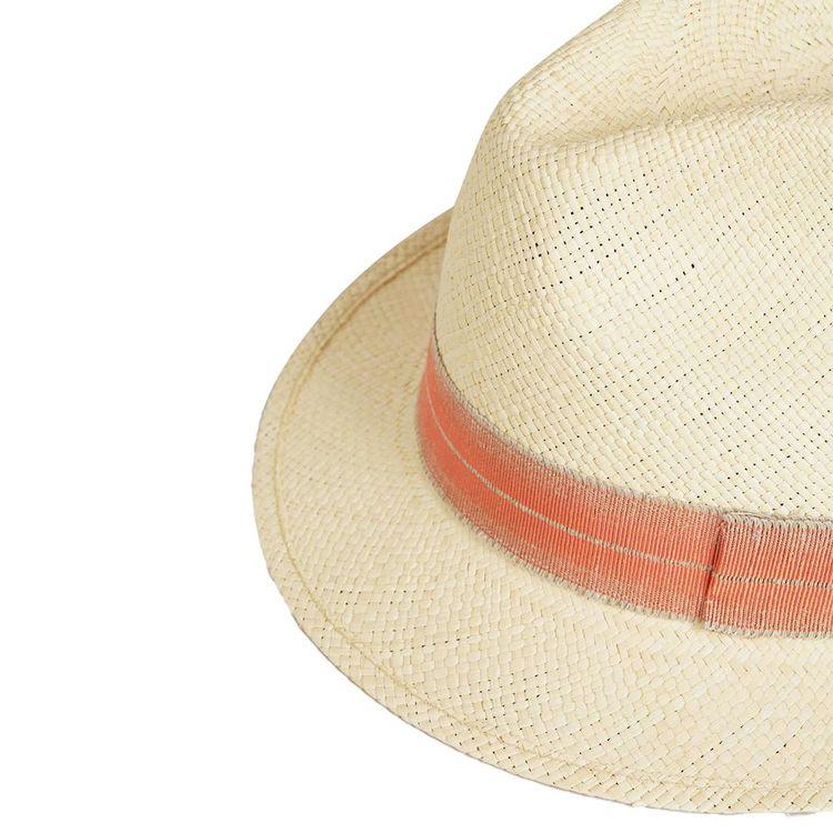 BORSALINO Panama svijetlo bež ženski šešir sa narandžastom trakom