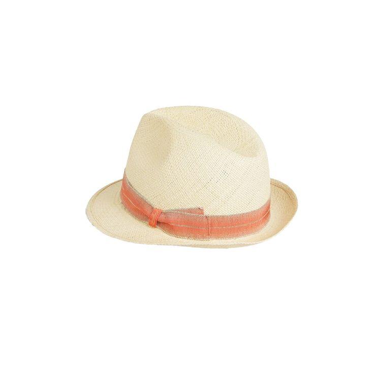BORSALINO Panama svijetlo bež ženski šešir sa narandžastom trakom