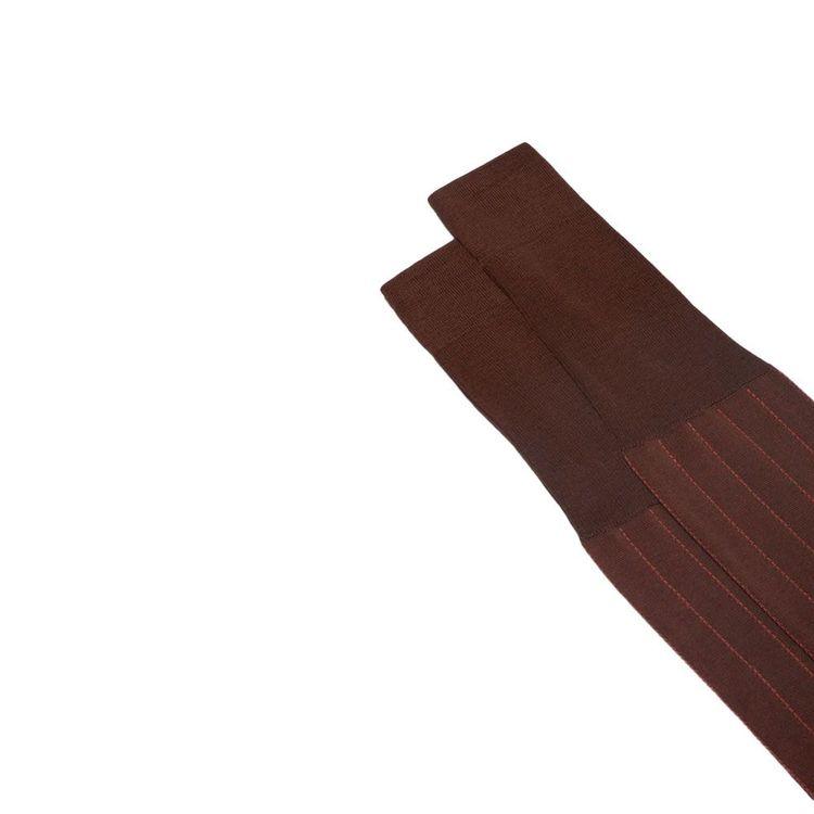 BRESCIANI tamno braon Leone muške čarape sa narandžastim prugama