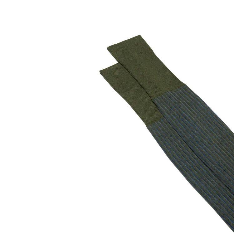 BRESCIANI tamno zelene muške Mario čarape sa plavim prugama