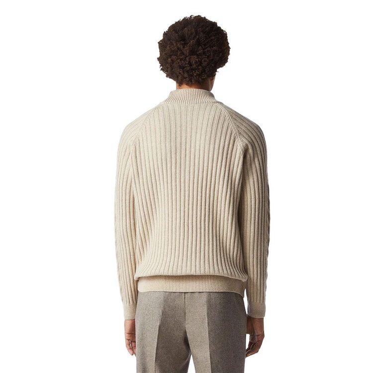 CORNELIANI bež muška polurolka od vune i svile sa pletenim detaljima