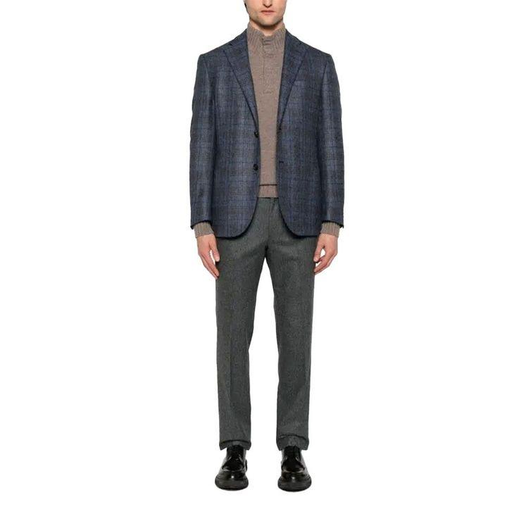 CORNELIANI denim-braon karo muški sako
