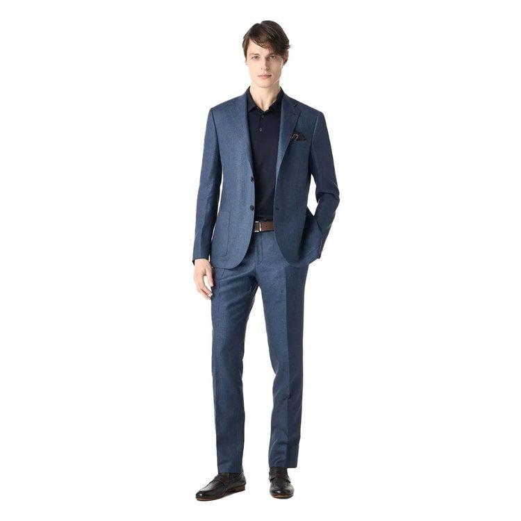 CORNELIANI tamno plavo muško odijelo sa sharkskin efektom