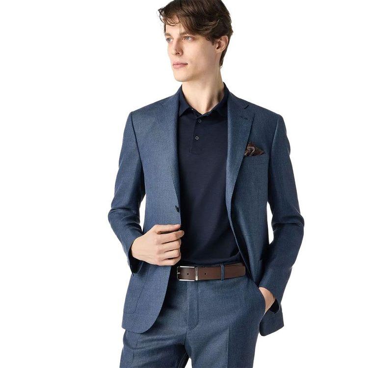 CORNELIANI tamno plavo muško odijelo sa sharkskin efektom
