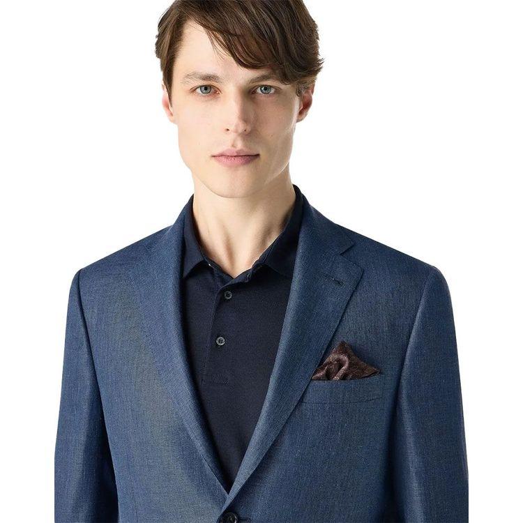 CORNELIANI tamno plavo muško odijelo sa sharkskin efektom