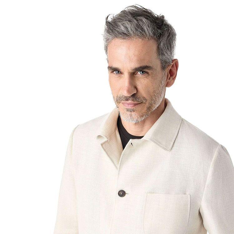 CORNELIANI bež muška jakna od lana sa 3 džepa