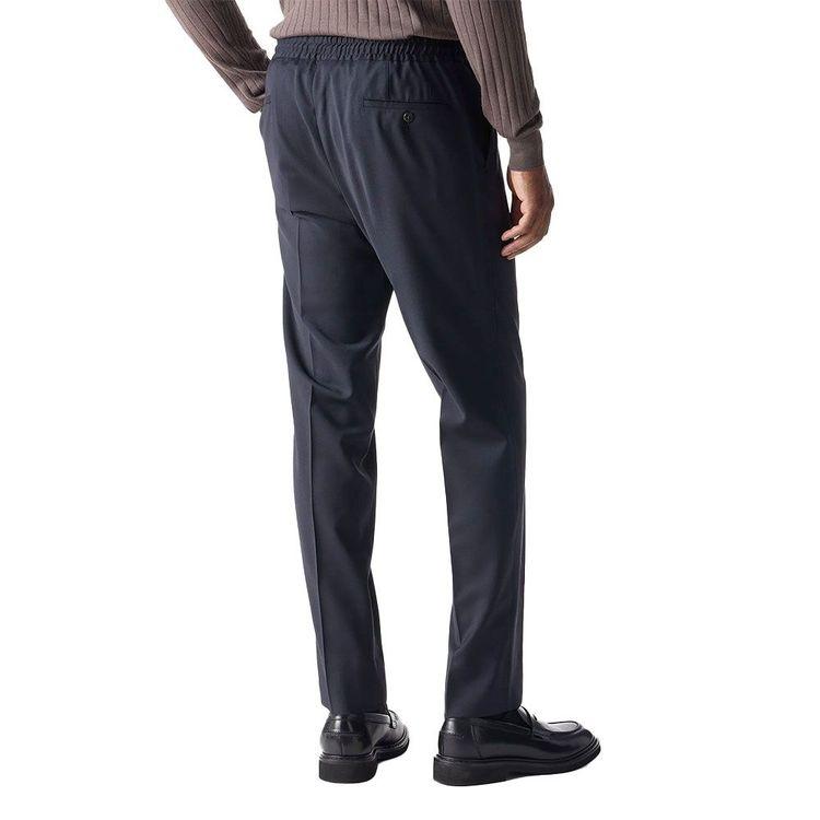 CORNELIANI teget muške pantalone od elastičnog vunenog flanela