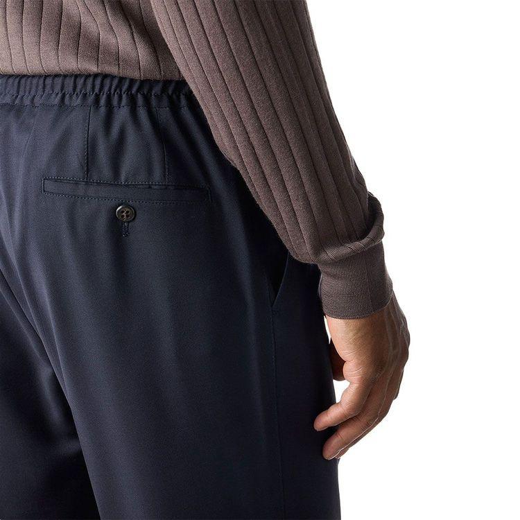 CORNELIANI teget muške pantalone od elastičnog vunenog flanela