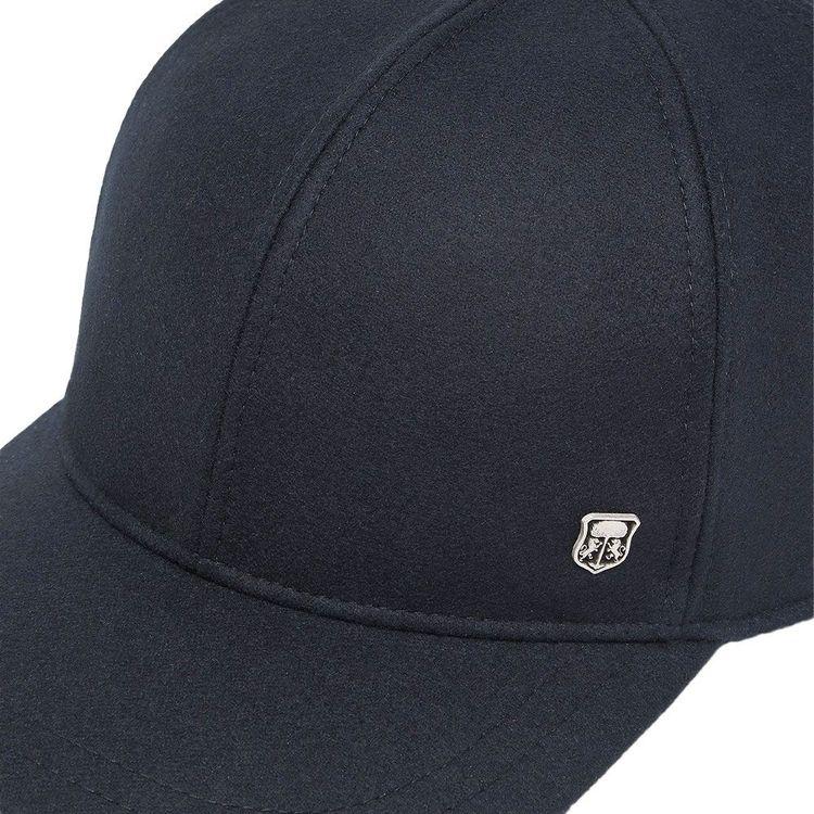 CORNELIANI teget muška kapa sa metalnim logom od vunenog flanela