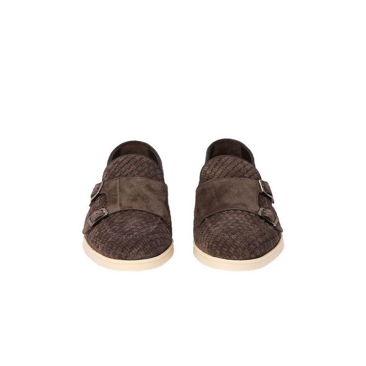 DOUCAL'S braon muške cipele od antilopa sa 2 kopče