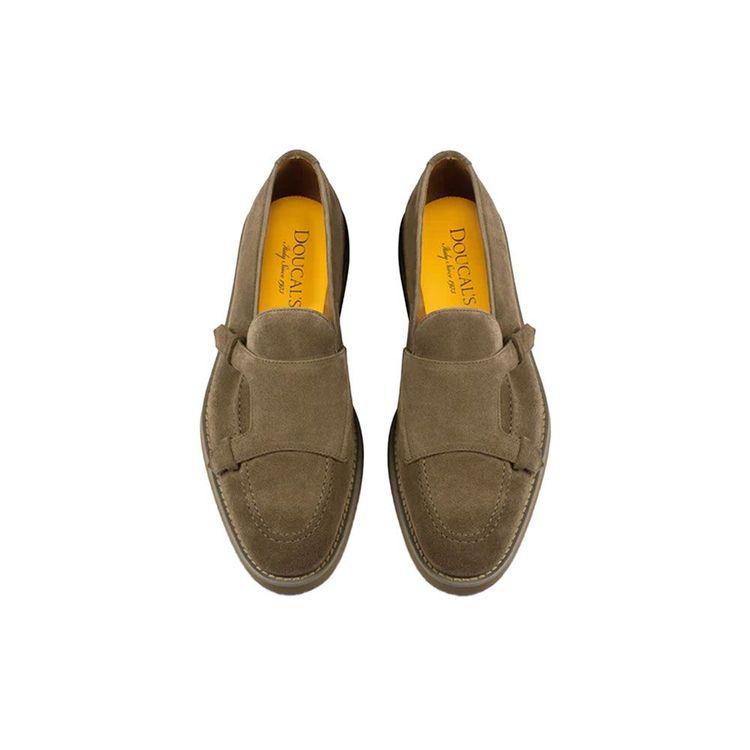 DOUCAL'S svijetlo braon muške cipele od antilopa sa duplom kopčom