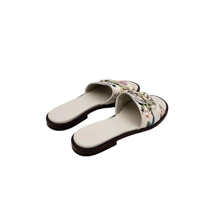 DOUCAL'S bež ženske papuče - cvjetni motiv