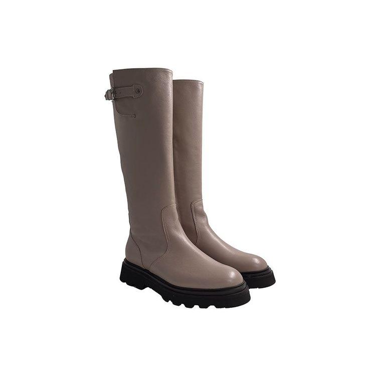 DOUCAL'S bež ženske čizme sa crnim đonom