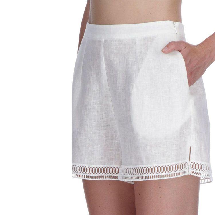 ERMANNO SCERVINO mliječno bijeli laneni ženski šorts