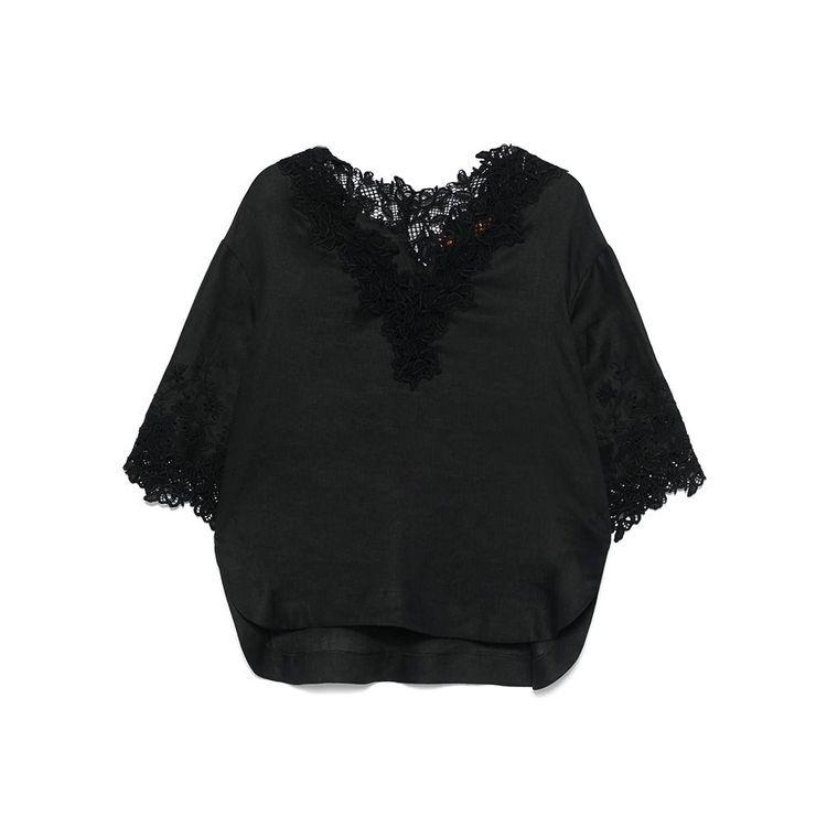 ERMANNO SCERVINO crna lanena ženska bluza