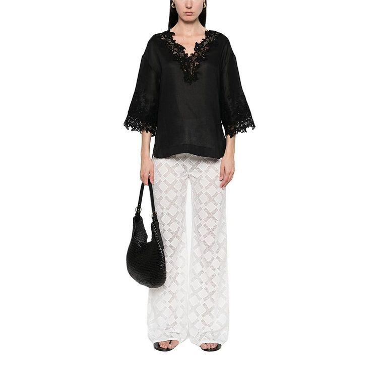 ERMANNO SCERVINO crna lanena ženska bluza