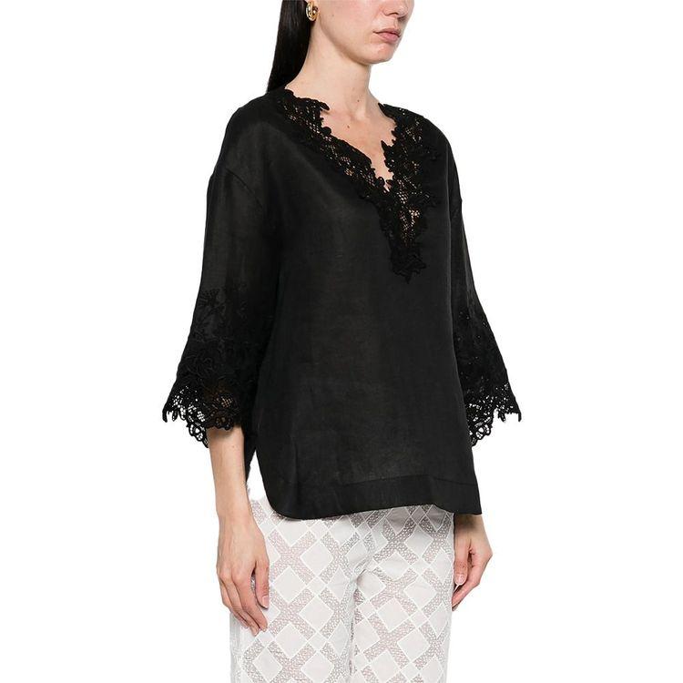 ERMANNO SCERVINO crna lanena ženska bluza