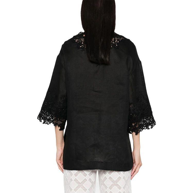 ERMANNO SCERVINO crna lanena ženska bluza