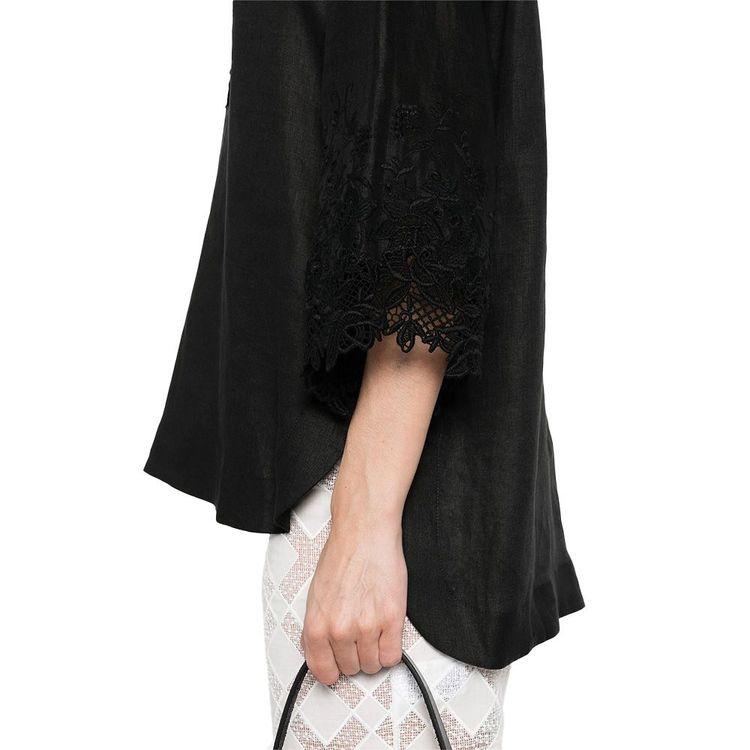ERMANNO SCERVINO crna lanena ženska bluza