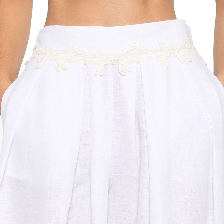 ERMANNO SCERVINO bijele lanene pantalone sa čipkanim džepovima