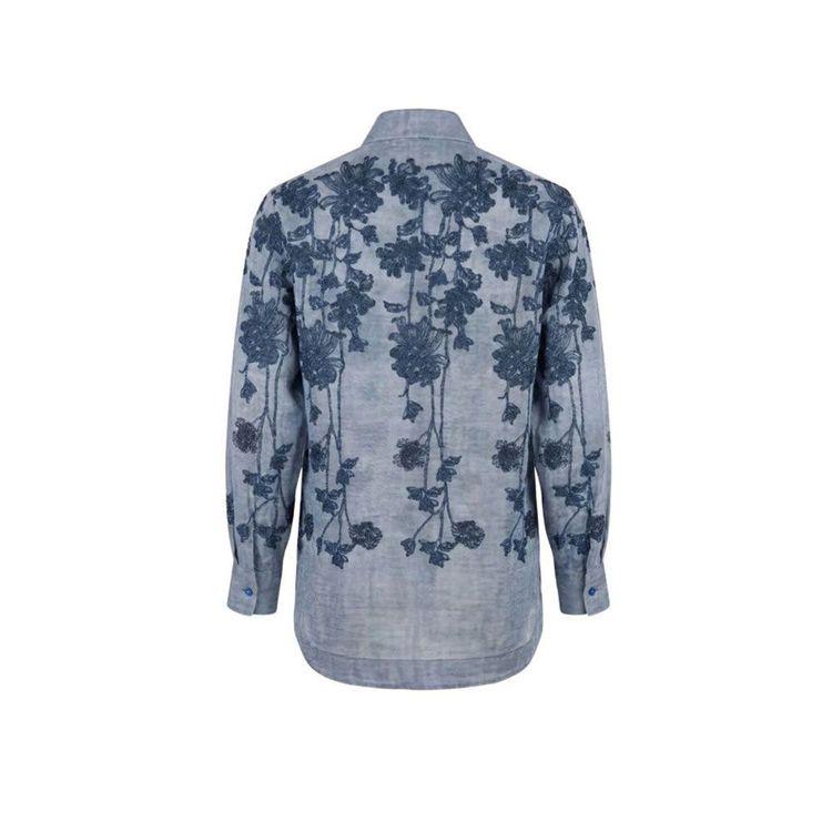 ERMANNO SCERVINO denim lanena košulja sa vezenim cvjetovima