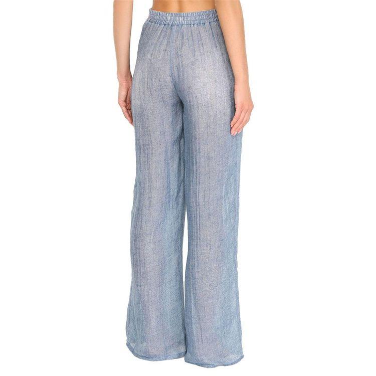 ERMANNO SCERVINO denim lanene pantalone na falte