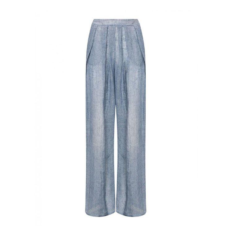 ERMANNO SCERVINO denim lanene pantalone na falte