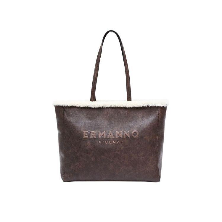 ERMANNO SCERVINO braon ženska tašna sa krznenim obodom