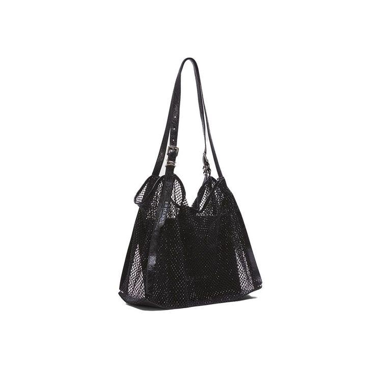 ERMANNO SCERVINO Aisha tote crna ženska mrežasta tašna sa šljokicama