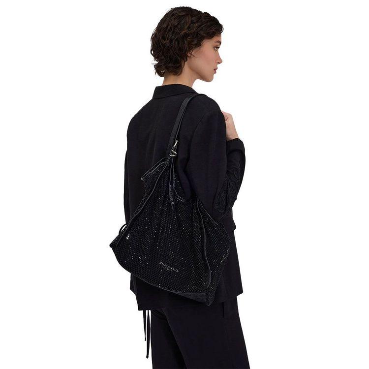 ERMANNO SCERVINO Aisha tote crna ženska mrežasta tašna sa šljokicama