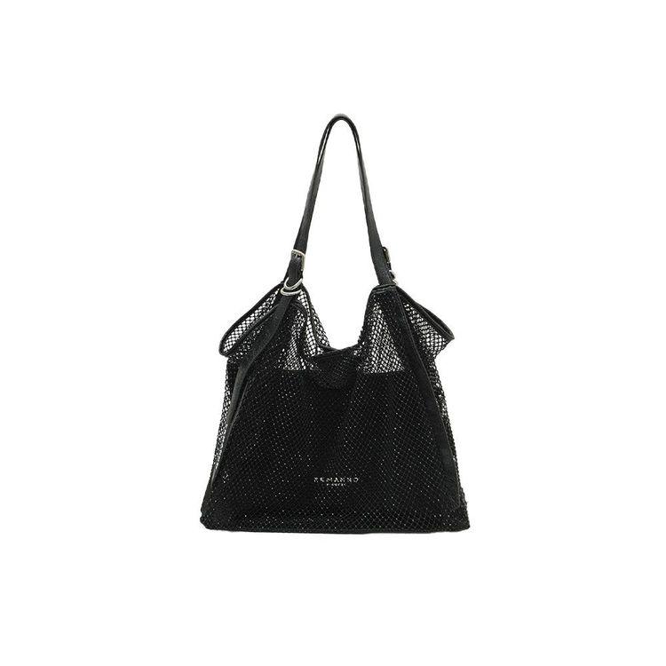 ERMANNO SCERVINO Aisha tote crna ženska mrežasta tašna sa šljokicama