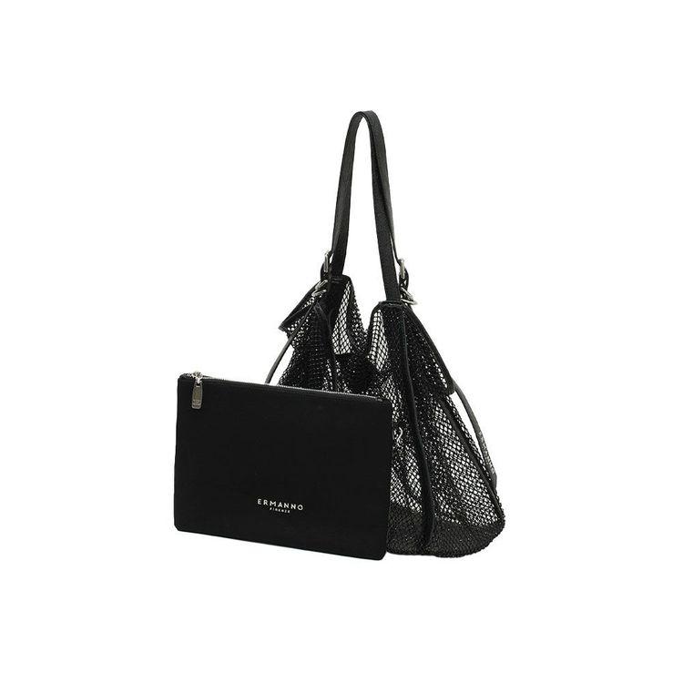 ERMANNO SCERVINO Aisha tote crna ženska mrežasta tašna sa šljokicama