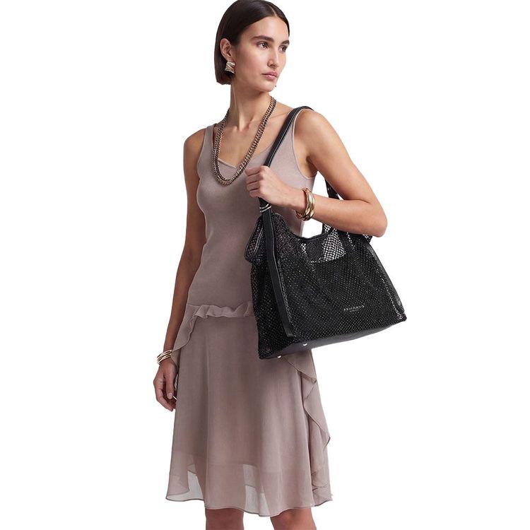 ERMANNO SCERVINO Aisha tote crna ženska mrežasta tašna sa šljokicama