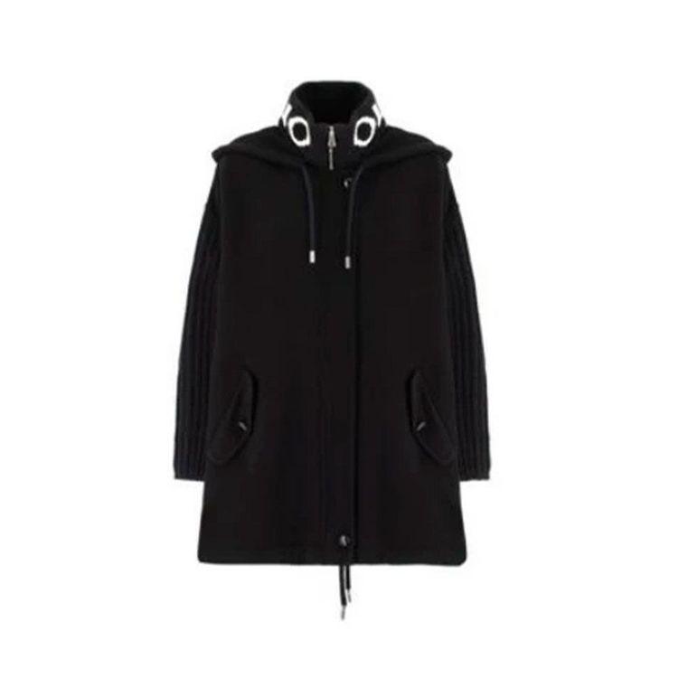 ERMANNO SCERVINO crna ženska jakna sa pletenim rukavima