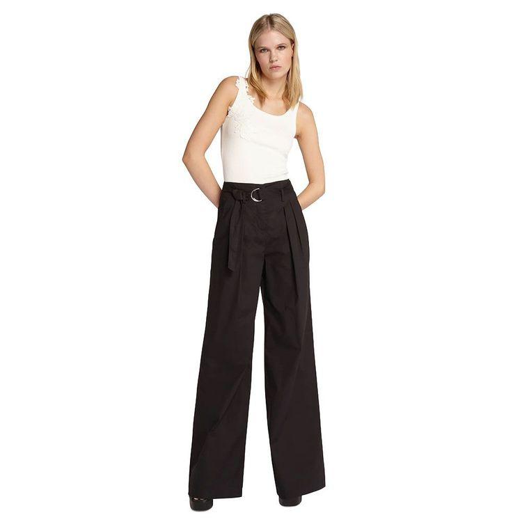 ERMANNO SCERVINO crne široke ženske pantalone sa dvije falte