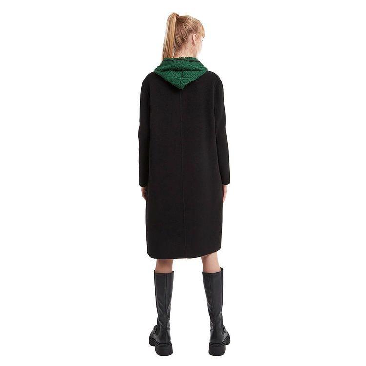 ERMANNO SCERVINO crni ženski kaput sa zelenim pletenim umetkom