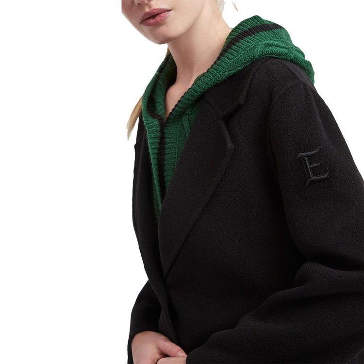 ERMANNO SCERVINO crni ženski kaput sa zelenim pletenim umetkom