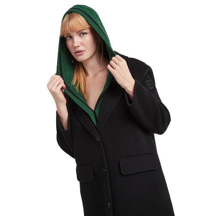 ERMANNO SCERVINO crni ženski kaput sa zelenim pletenim umetkom