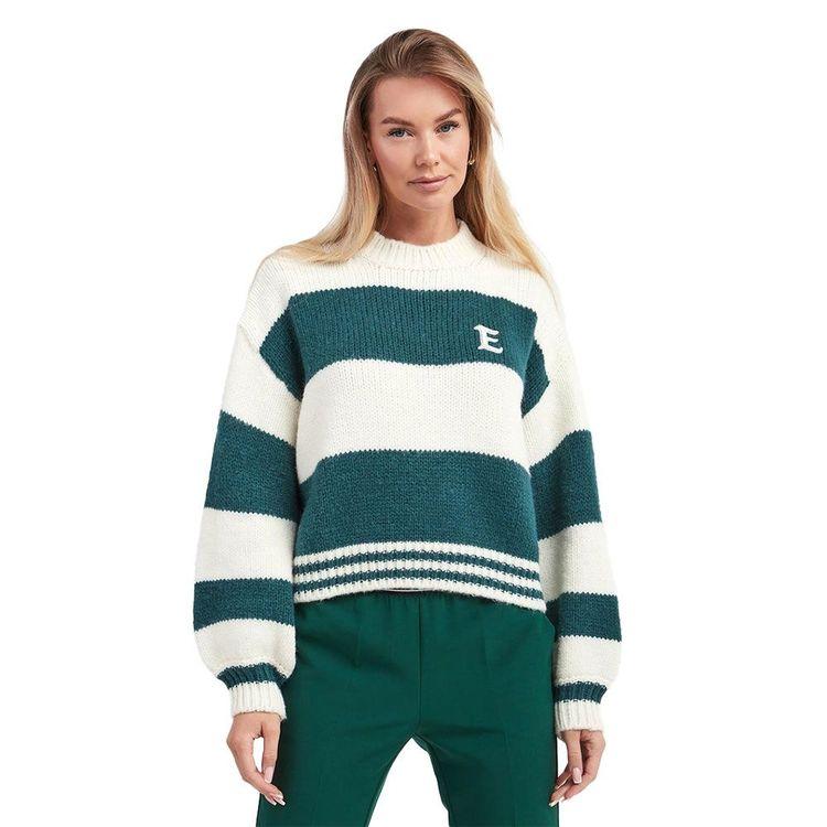 ERMANNO SCERVINO bež-zeleni ženski džemper na pruge