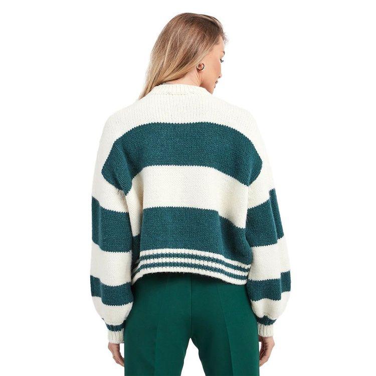 ERMANNO SCERVINO bež-zeleni ženski džemper na pruge