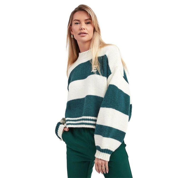 ERMANNO SCERVINO bež-zeleni ženski džemper na pruge