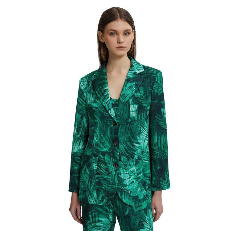 ERMANNO SCERVINO zeleni tropical print ženski sako